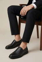 Facette | Men's Genuine Leather Slip-On Shoes Brown Business-Casual Round-Toe Dress Shoes