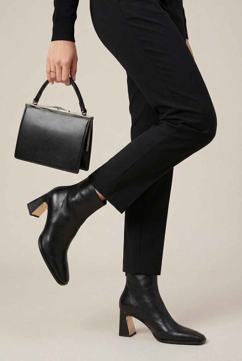 Seraphine | Square Toe Thick Heel Chelsea Boots French Maillard Stretch Ankle Boots