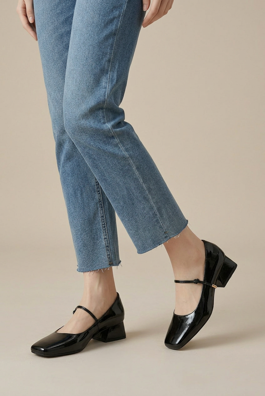 Margaux | Square Toe Mary Jane Shoes Women Patent Leather Low Block Heel