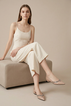 Ondine | Women's Pointed-Toe Shoes Rhinestone Side-Cutout Slip-On Hidden-Heel Dress Flats