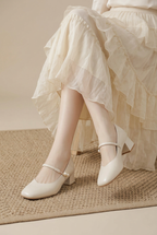 Ondine | Women's Mary Jane Shoes Square-Toe Block-Heel Buckle-Strap Leather Heels