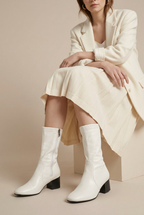 Seraphine | Square Toe Thick Heel Chelsea Boots French Maillard Stretch Ankle Boots
