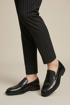 Apollo | Men's Crocodile Embossed Penny Loafers Slip-On Leather Round-Toe Dress Shoes