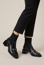 Constance | Square Toe Mid Heel Martin Boots Microfiber Fleece-Lined Ankle Boots