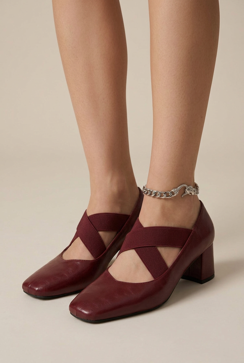 Reine | Square Toe Mary Jane Shoes Women French Retro Thick High Heel