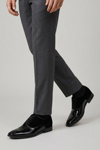 Bastion | Men's Leather Lace-Up Oxford Shoes Almond-Toe Contrast-Panel Business-Casual Dress Shoes