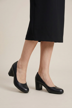 Ondine | Women's High Heel Shoes Black Round-Toe Block-Heel Professional Office Heels