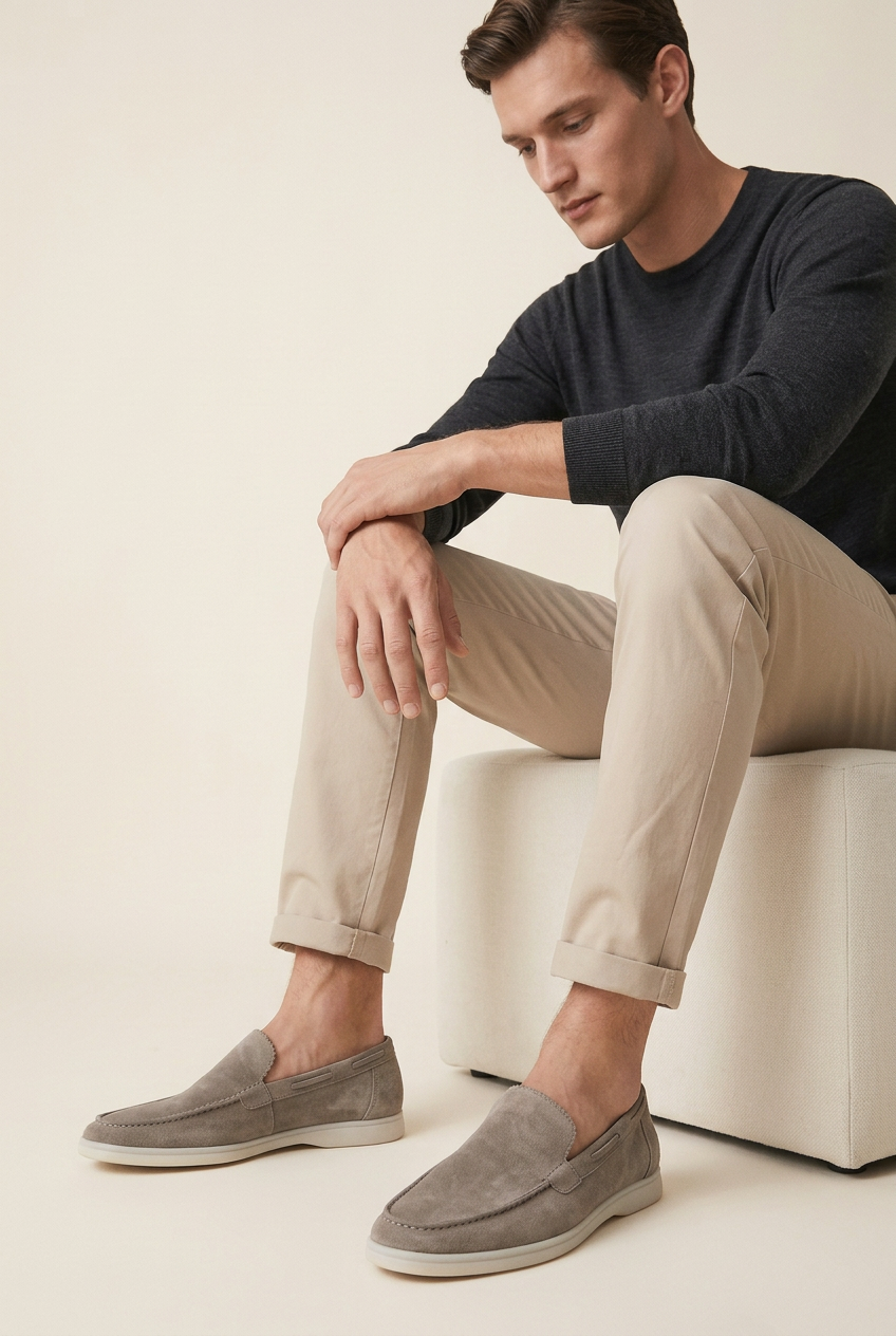Repere | Men's Suede Driving Loafers Slip-On Flats Casual Moccasin Shoes