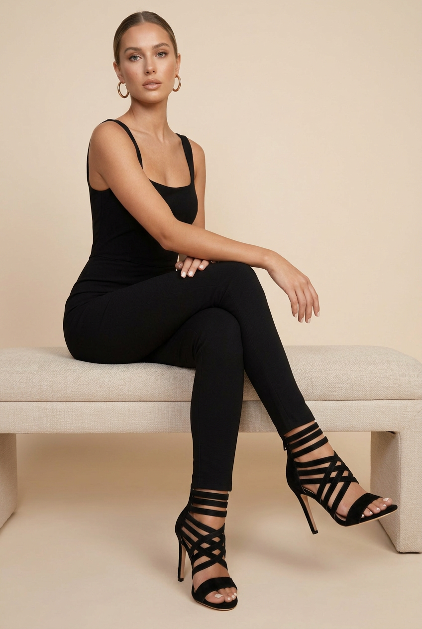 Reine | Women's Strappy Stiletto Sandals Cut-Out Wrap-Around High-Heel Evening Dress Sandals