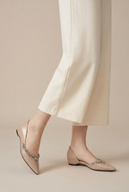 Ondine | Women's Pointed-Toe Shoes Rhinestone Side-Cutout Slip-On Hidden-Heel Dress Flats