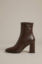 Women's Mid-Top PU Boots - Pointed Toe Back Zipper Thick Heel Halloway Reed