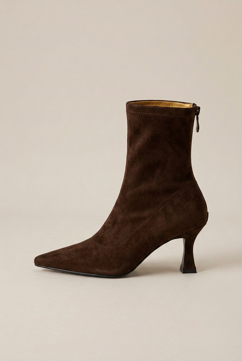 Ondine | Pointed Toe Stiletto Ankle Boots Women Suede Back Zip High Heel