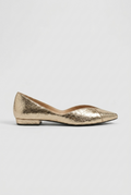 Nacre | Women's Pointed-Toe Ballet Flats Slip-On Snake-Print Leather Low-Cut Dress Flats