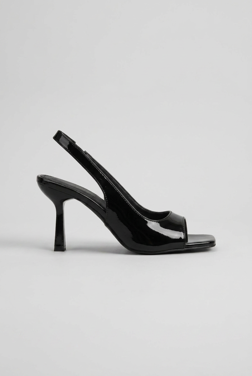 Reine | Women's Patent Slingback Sandals Square-Toe Stiletto-Heel Cutout Strappy Dress Heels