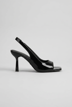 Reine | Women's Patent Slingback Sandals Square-Toe Stiletto-Heel Cutout Strappy Dress Heels