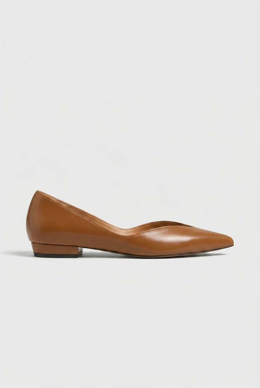 Nacre | Women's Pointed-Toe Ballet Flats Slip-On Snake-Print Leather Low-Cut Dress Flats