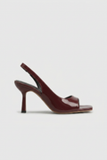 Reine | Women's Patent Slingback Sandals Square-Toe Stiletto-Heel Cutout Strappy Dress Heels