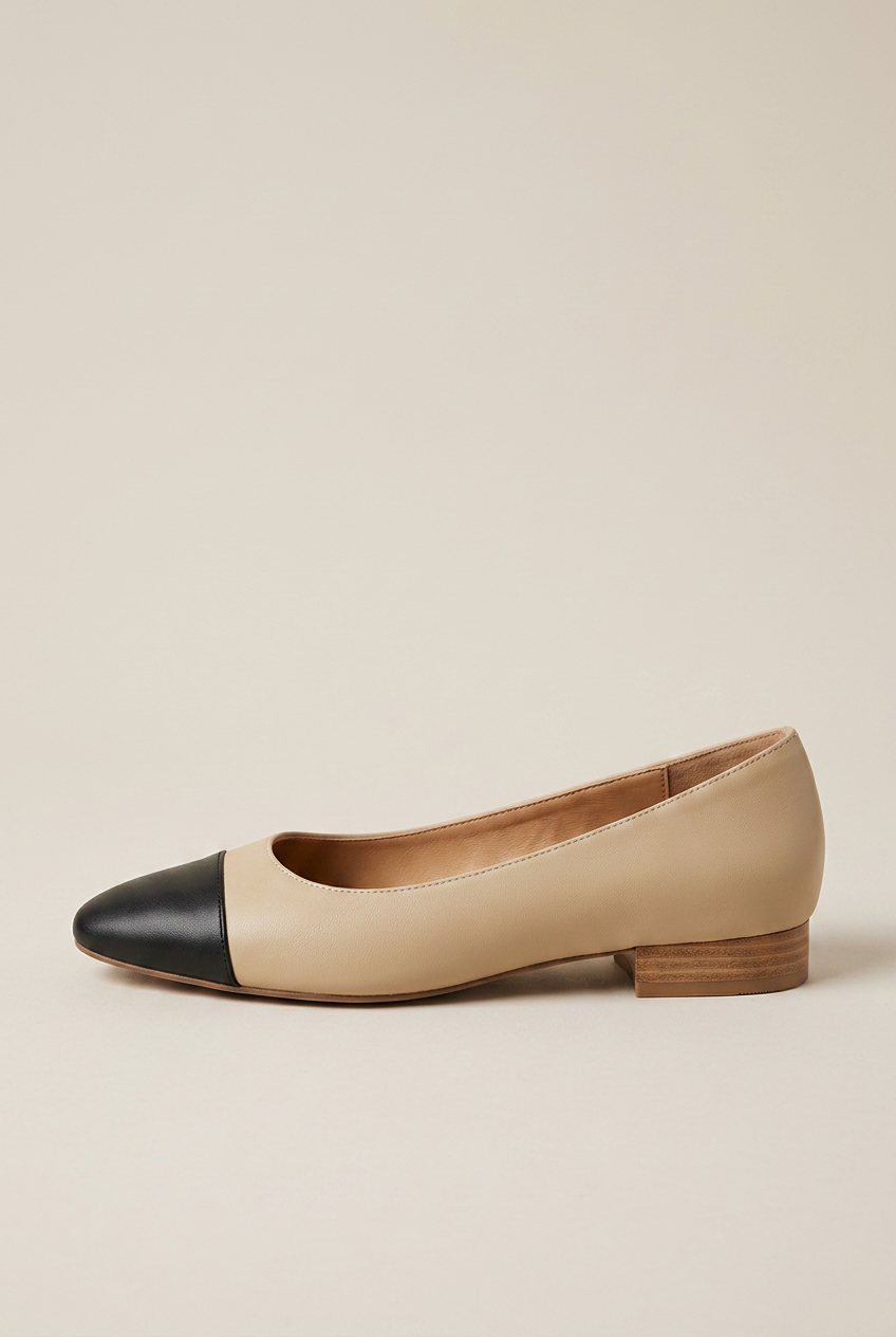 Ondine | Women's Leather Flat Shoes Square-Toe Block-Heel Slip-On Casual Office Shoes