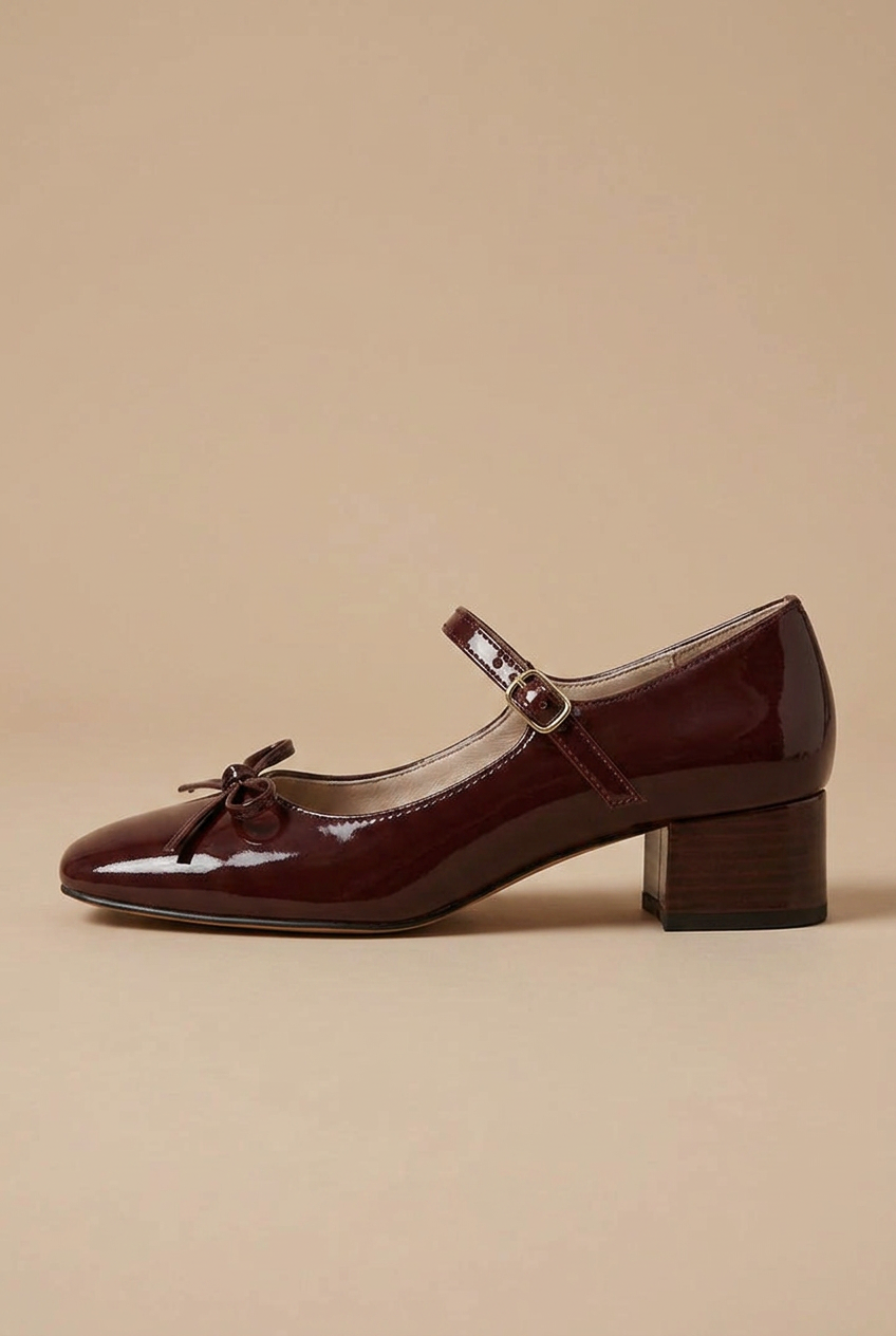 Ondine | Women's Classic Mary Jane Block Heel Pumps – Square Toe, Slip-On, Vegan Leather Halloway Reed