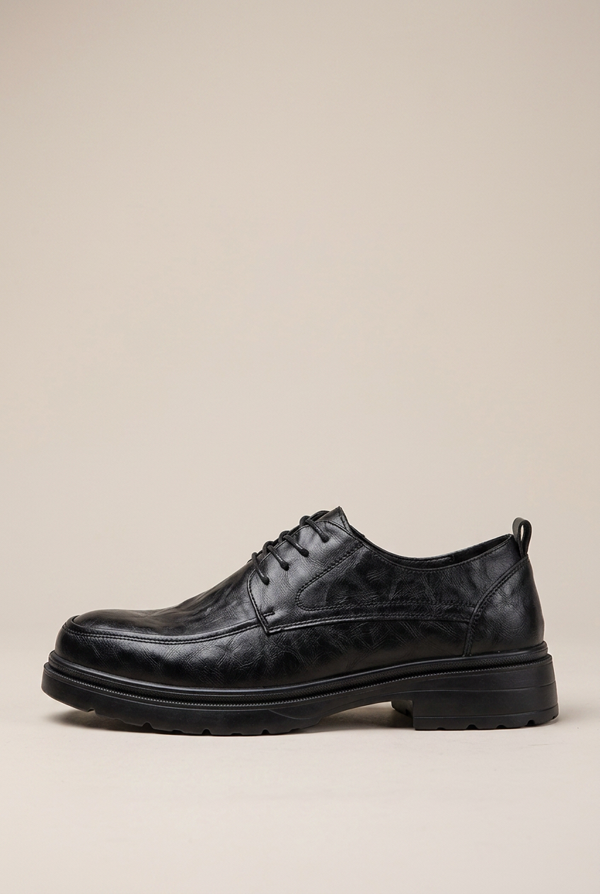 Repere | Men's Genuine Leather Derby Shoes Brown Business-Casual Round-Toe Dress Shoes