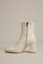 Women's Mid-Top PU Boots - Pointed Toe Back Zipper Thick Heel Halloway Reed
