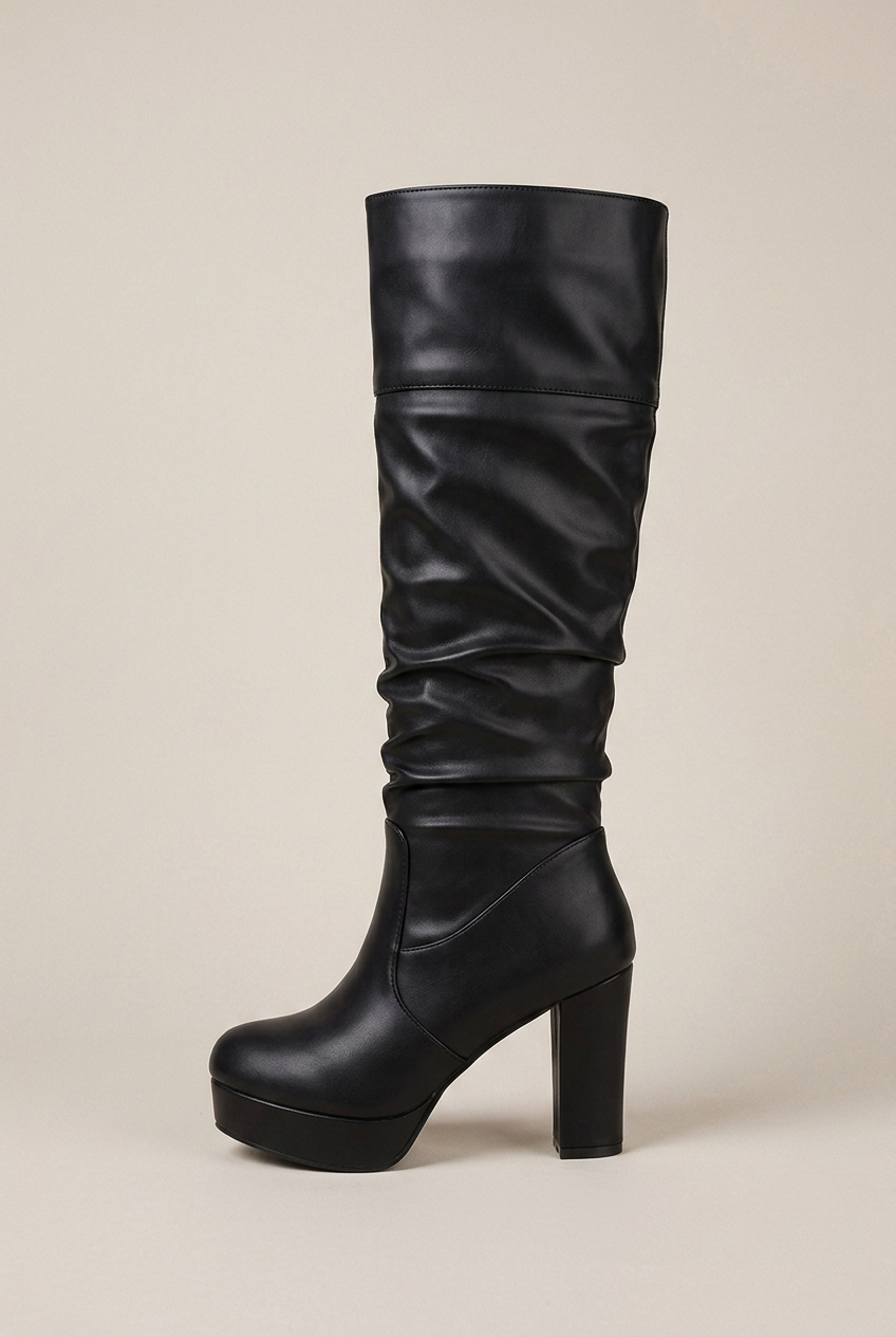 Reine | High Heel Platform Long Boots Knee-High Fleece-Lined Tall Boots