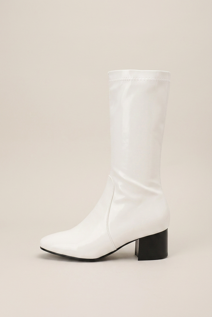 Seraphine | Square Toe Thick Heel Chelsea Boots French Maillard Stretch Ankle Boots