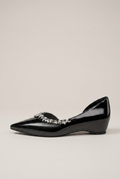 Ondine | Women's Pointed-Toe Shoes Rhinestone Side-Cutout Slip-On Hidden-Heel Dress Flats