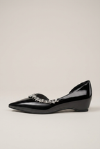 Ondine | Women's Pointed-Toe Shoes Rhinestone Side-Cutout Slip-On Hidden-Heel Dress Flats