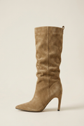 Women's Pointed Toe Stiletto Knee-High Boots – Sleek Satin Finish Dress Heel Halloway Reed