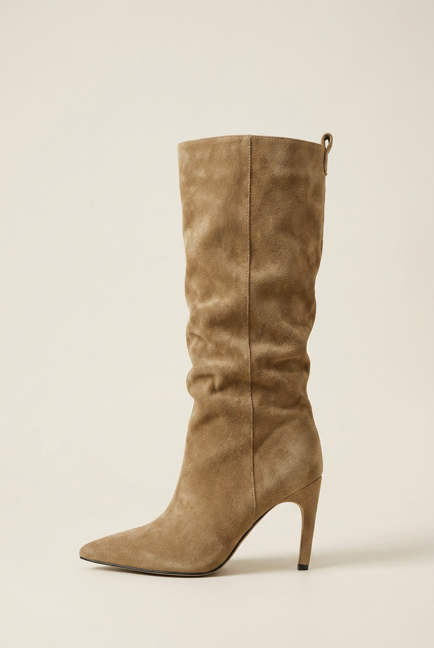 Women's Pointed Toe Stiletto Knee-High Boots – Sleek Satin Finish Dress Heel Halloway Reed