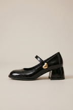 Women's Red Mary Jane Block Heel Shoes – Round Toe, Buckle Strap, Retro Slip-On Halloway Reed