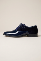 Bastion | Men's Leather Lace-Up Oxford Shoes Almond-Toe Contrast-Panel Business-Casual Dress Shoes