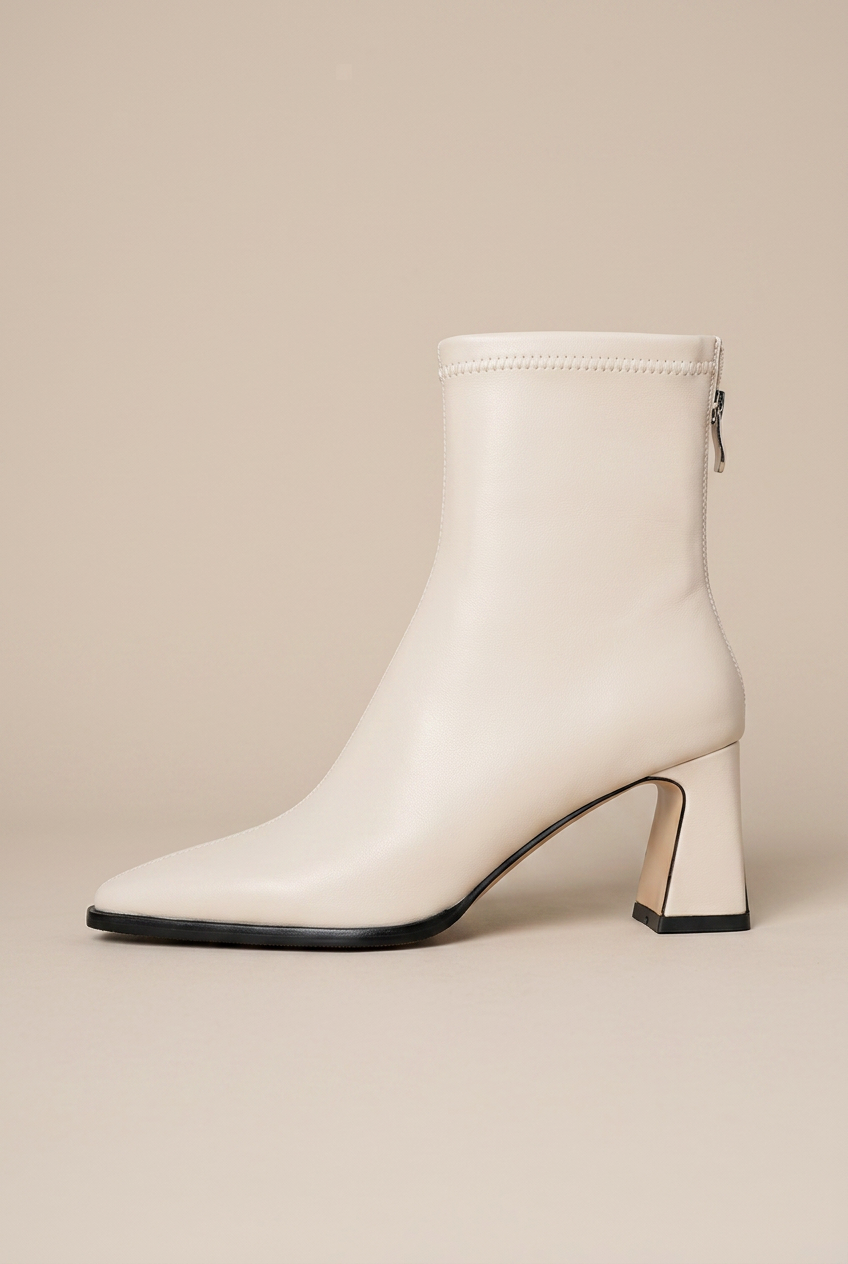 Seraphine | Square Toe Thick Heel Chelsea Boots French Maillard Stretch Ankle Boots