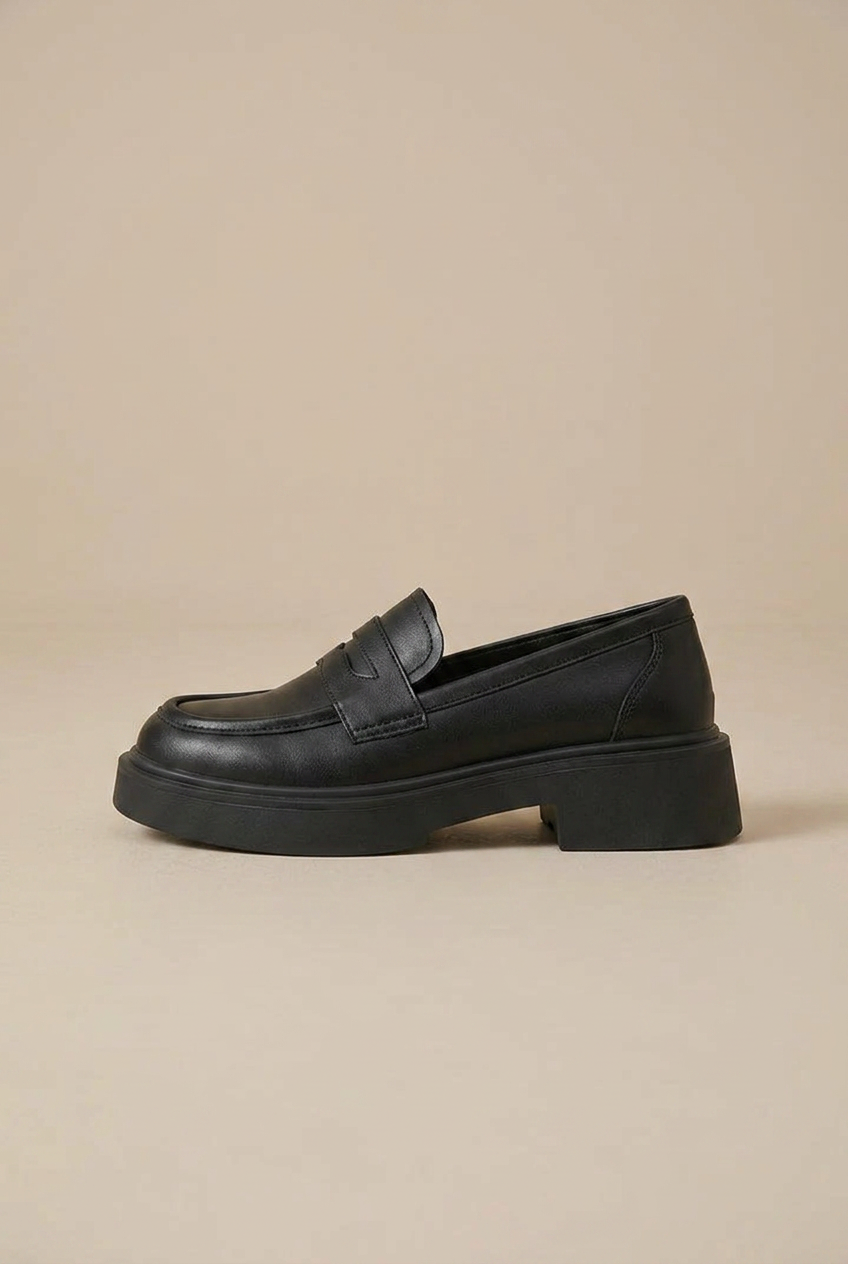 Women's Classic Cowhide Leather Loafers – British-Style Slip-On Casual Shoes, Round Toe, Mid-Heel Halloway Reed