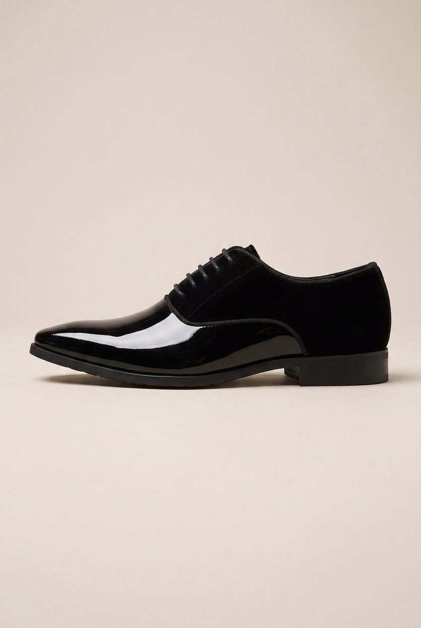 Bastion | Men's Leather Lace-Up Oxford Shoes Almond-Toe Contrast-Panel Business-Casual Dress Shoes