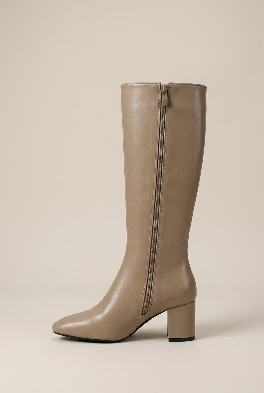 Ondine | High Heel Below-Knee Boots Square Toe Thick Heel Tall Boots