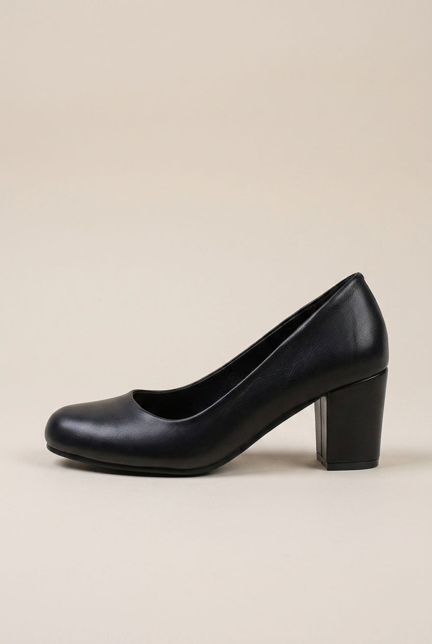Ondine | Women's High Heel Shoes Black Round-Toe Block-Heel Professional Office Heels