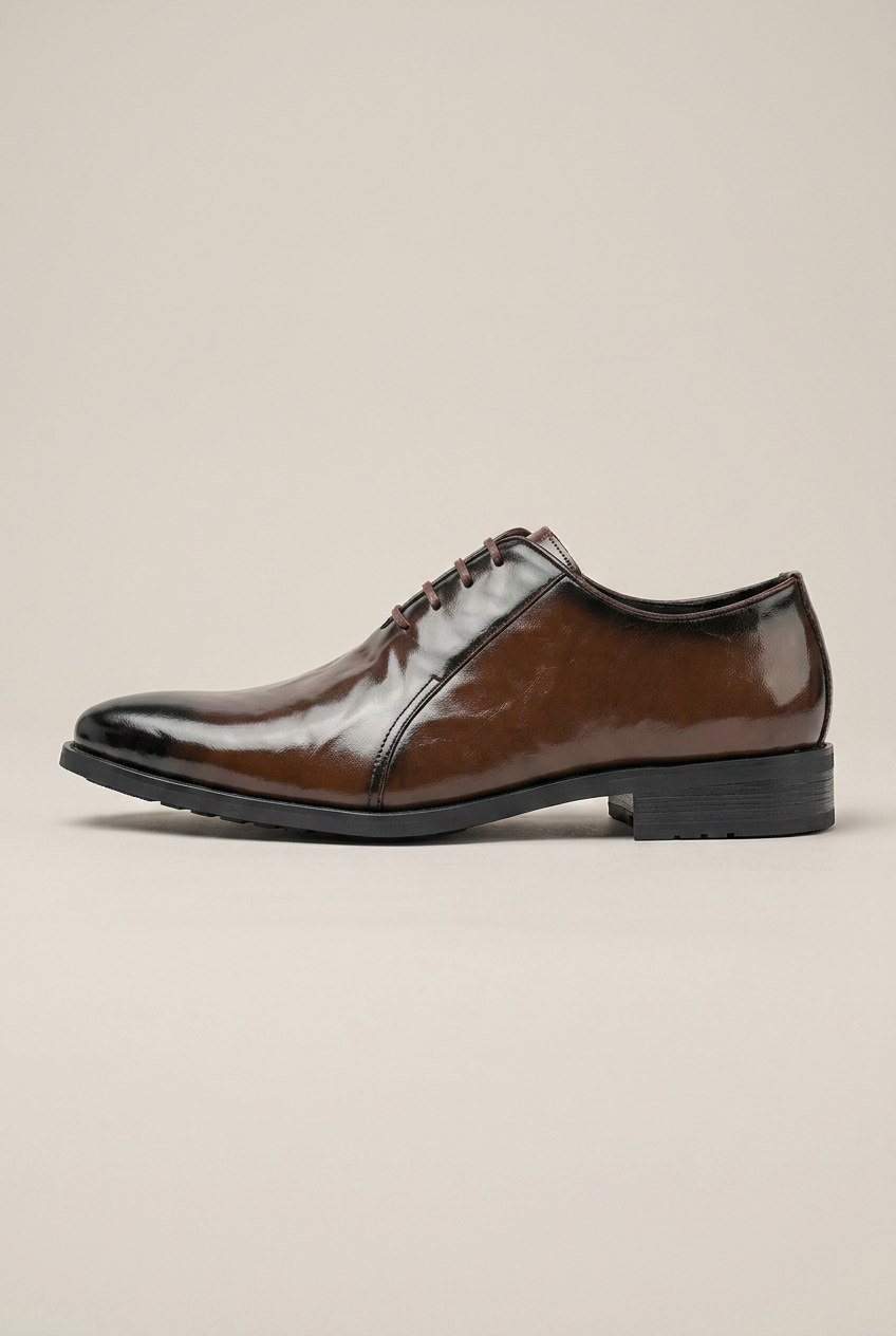 Bastion | Men's Leather Lace-Up Shoes Brown Business-Casual Pointed-Toe British Dress Shoes