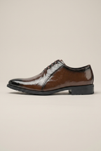 Bastion | Men's Leather Lace-Up Shoes Brown Business-Casual Pointed-Toe British Dress Shoes