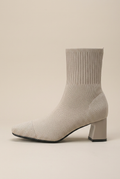 Ondine | Knitted Sock Boots Women Chunky Heel Square Toe Elastic Stretch
