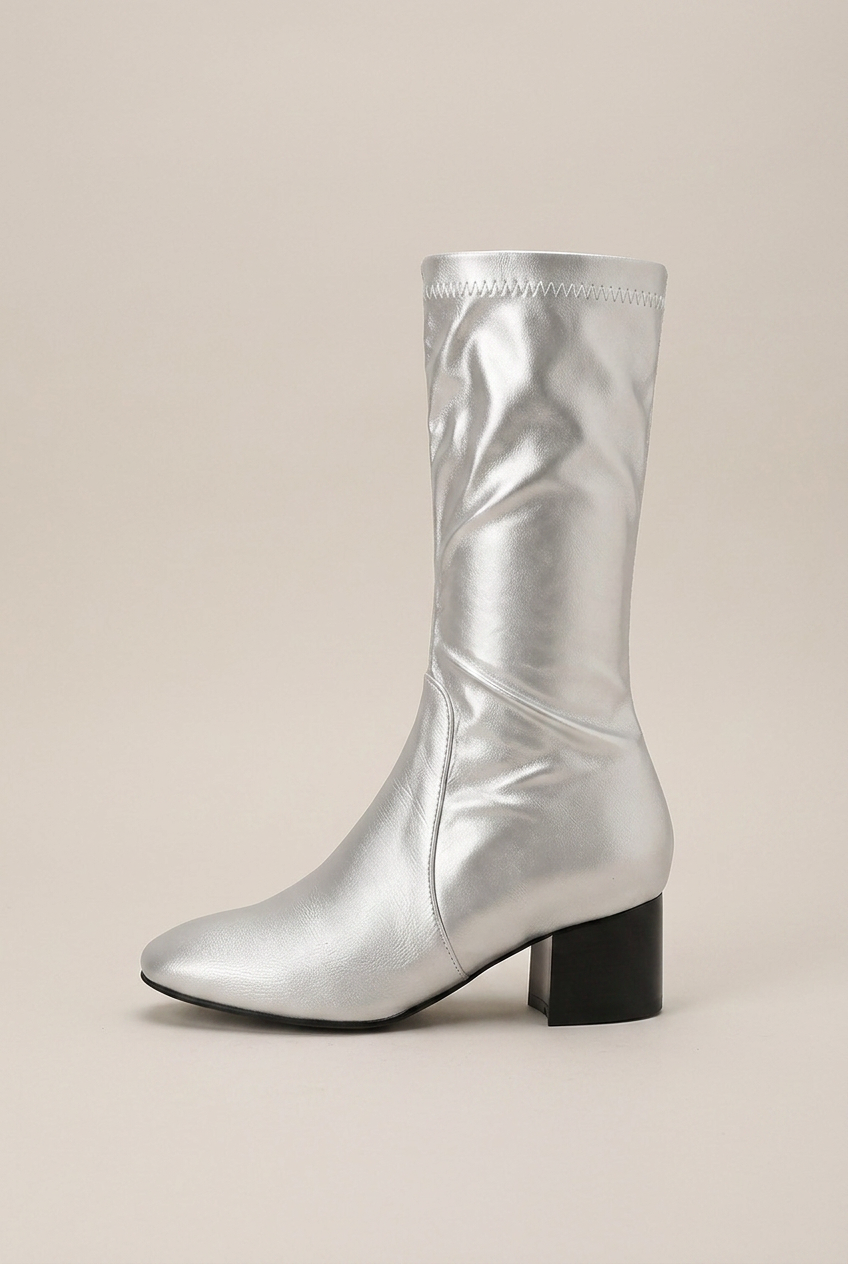 Seraphine | Square Toe Thick Heel Chelsea Boots French Maillard Stretch Ankle Boots