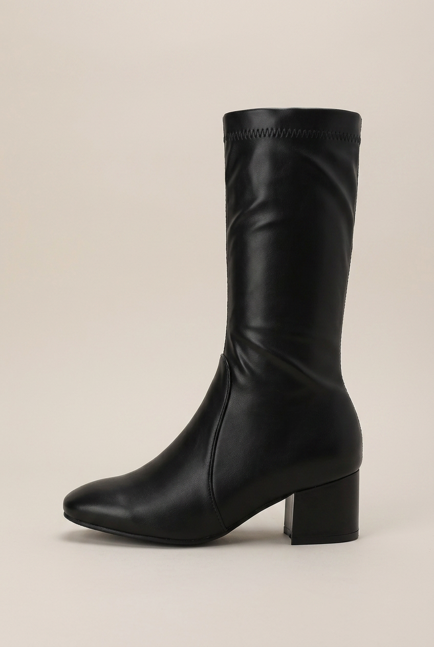 Seraphine | Square Toe Thick Heel Chelsea Boots French Maillard Stretch Ankle Boots