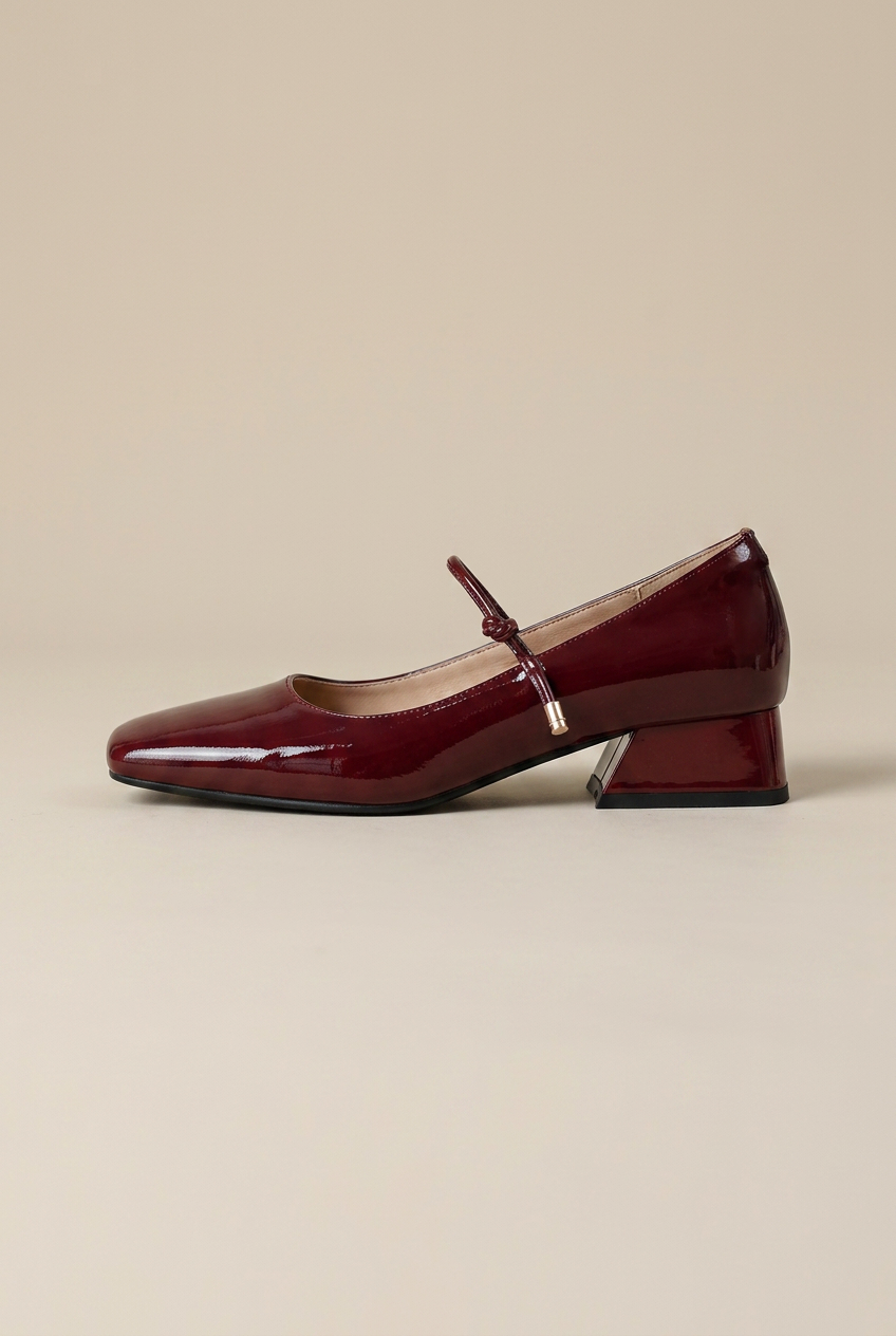 Margaux | Square Toe Mary Jane Shoes Women Patent Leather Low Block Heel