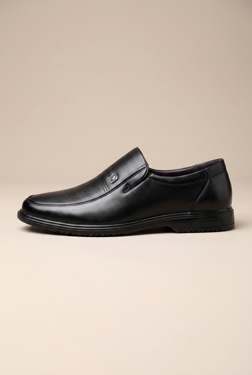 Facette | Men's Genuine Leather Slip-On Shoes Brown Business-Casual Round-Toe Dress Shoes