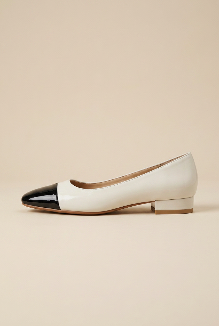 Ondine | Women's Leather Flat Shoes Square-Toe Block-Heel Slip-On Casual Office Shoes