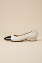 Ondine | Women's Leather Flat Shoes Square-Toe Block-Heel Slip-On Casual Office Shoes