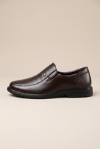 Facette | Men's Genuine Leather Slip-On Shoes Brown Business-Casual Round-Toe Dress Shoes