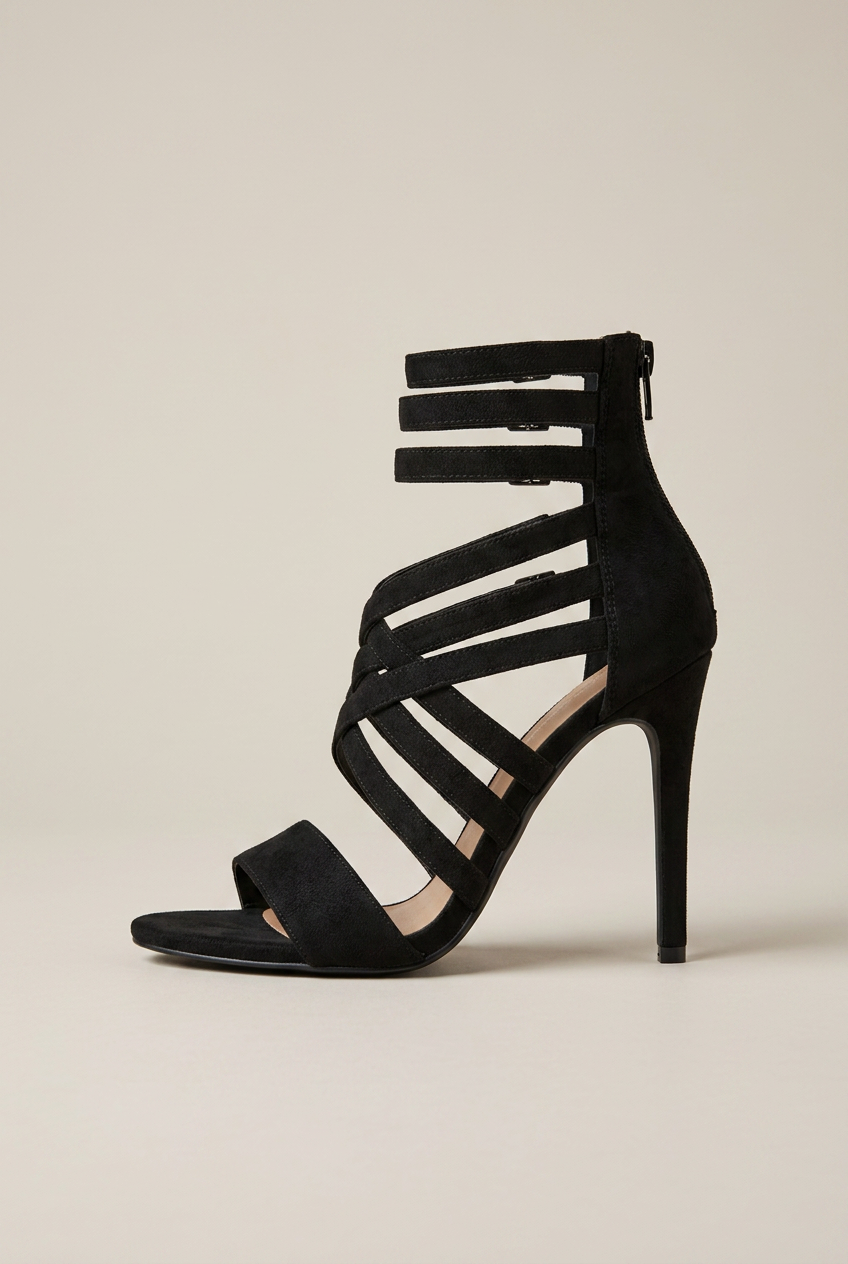 Reine | Women's Strappy Stiletto Sandals Cut-Out Wrap-Around High-Heel Evening Dress Sandals