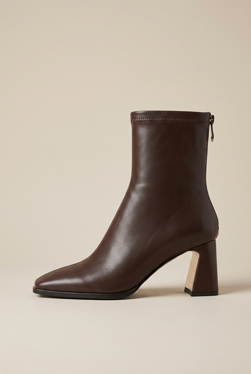 Seraphine | Square Toe Thick Heel Chelsea Boots French Maillard Stretch Ankle Boots